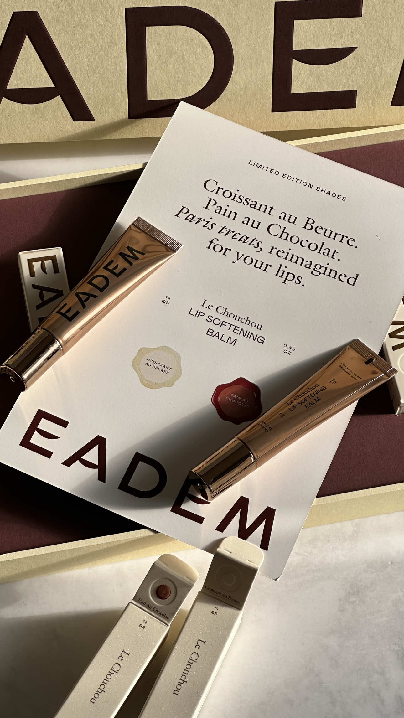 first impressions of the new @EADEM le chouchou lip softening balms 🥐🍫❤️‍🔥 available now @sephora  #eadem #lipbalm #holidaycollection #limitededition 