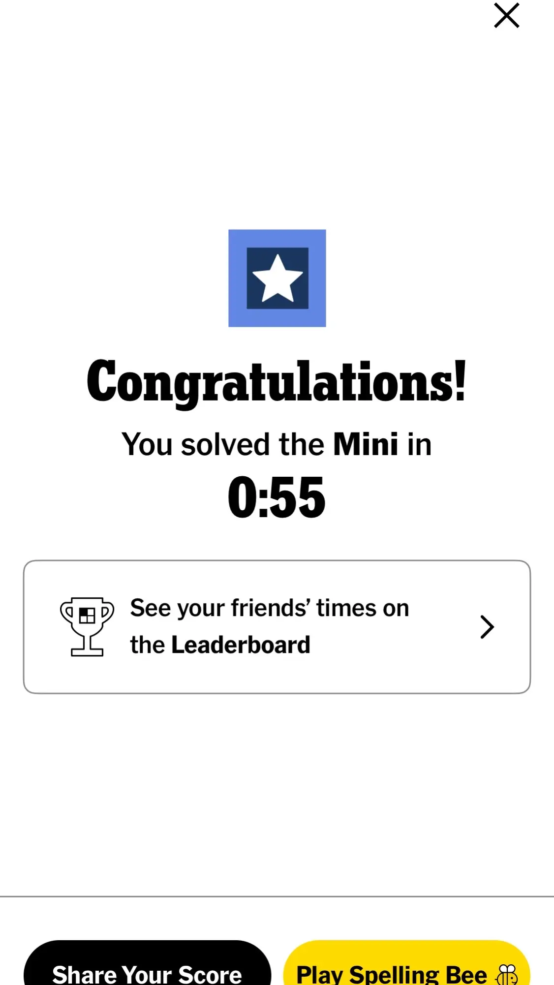Still enjoying the Mini!! It was a good one today. #mini #minicrossword #nytmini 