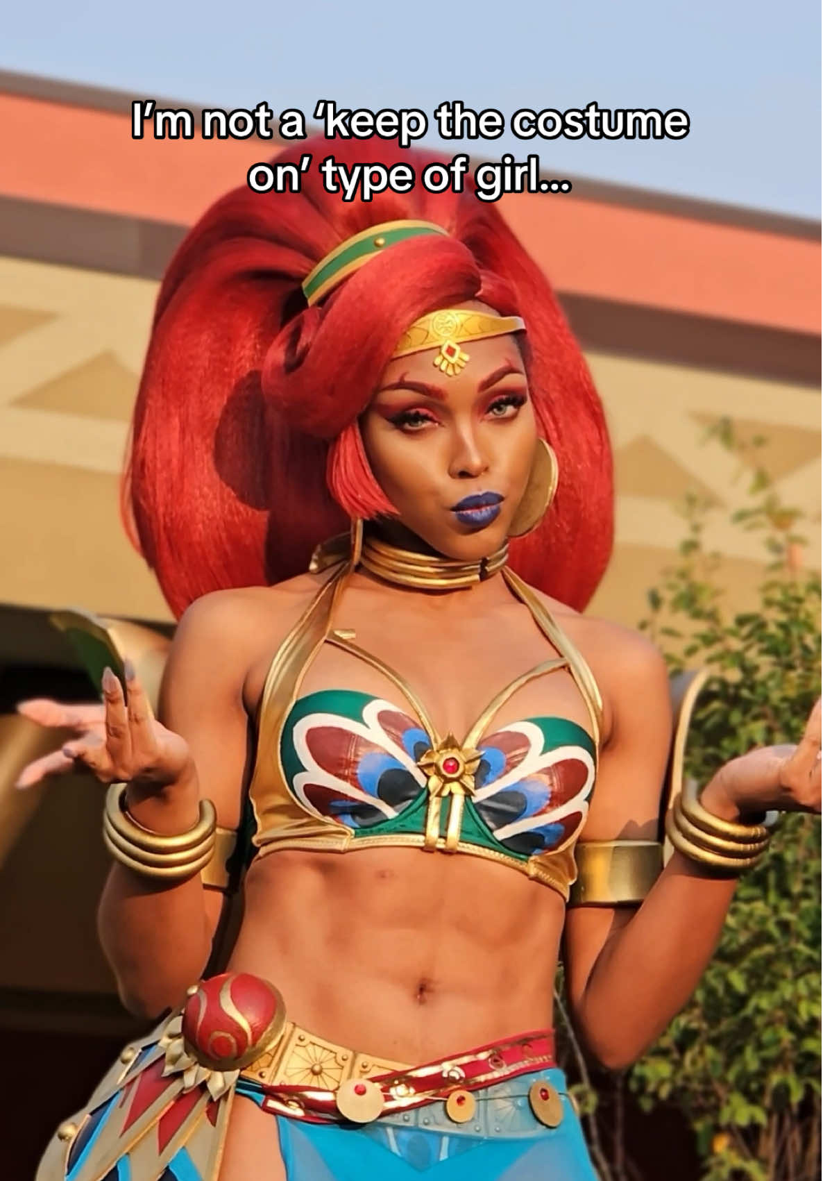 Fun fact, I’m about 6’7” in this costume from the bottom of my heels to the top of my hair, which makes me roughly the same height as canon Urbosa 😊 #cosplay #botw #urbosa 