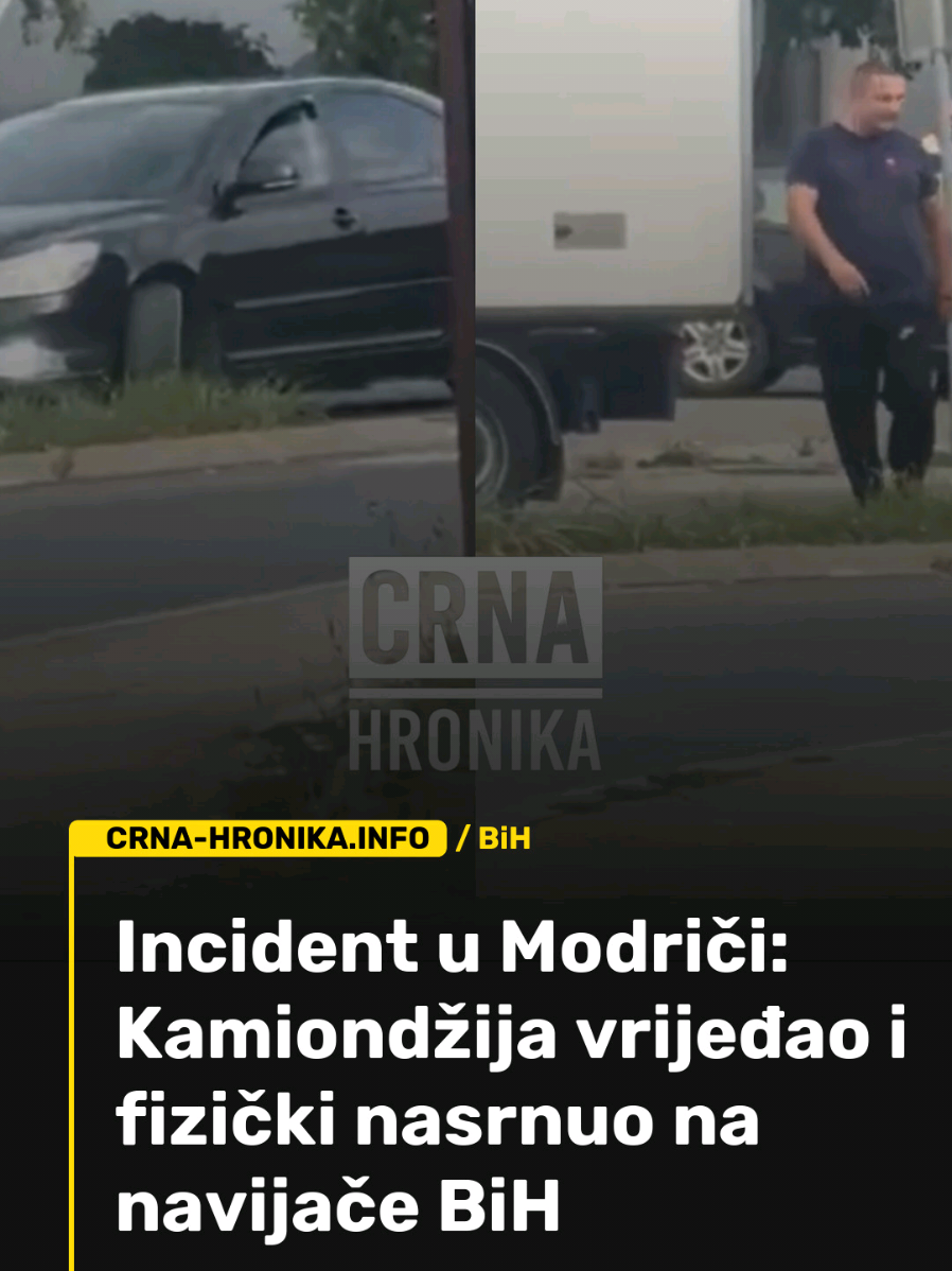 Smetala mu zastava BiH U Modriči je danas došlo do incidenta kada je vozač kamiona izašao iz svog vozila i fizički nasrnuo na grupu navijača Bosne i Hercegovine koji su se kretali prema utakmici - piše Crna-Hronika. Prema riječima očevidaca, kamiondžija je prvo verbalno provocirao navijače, psujući im 