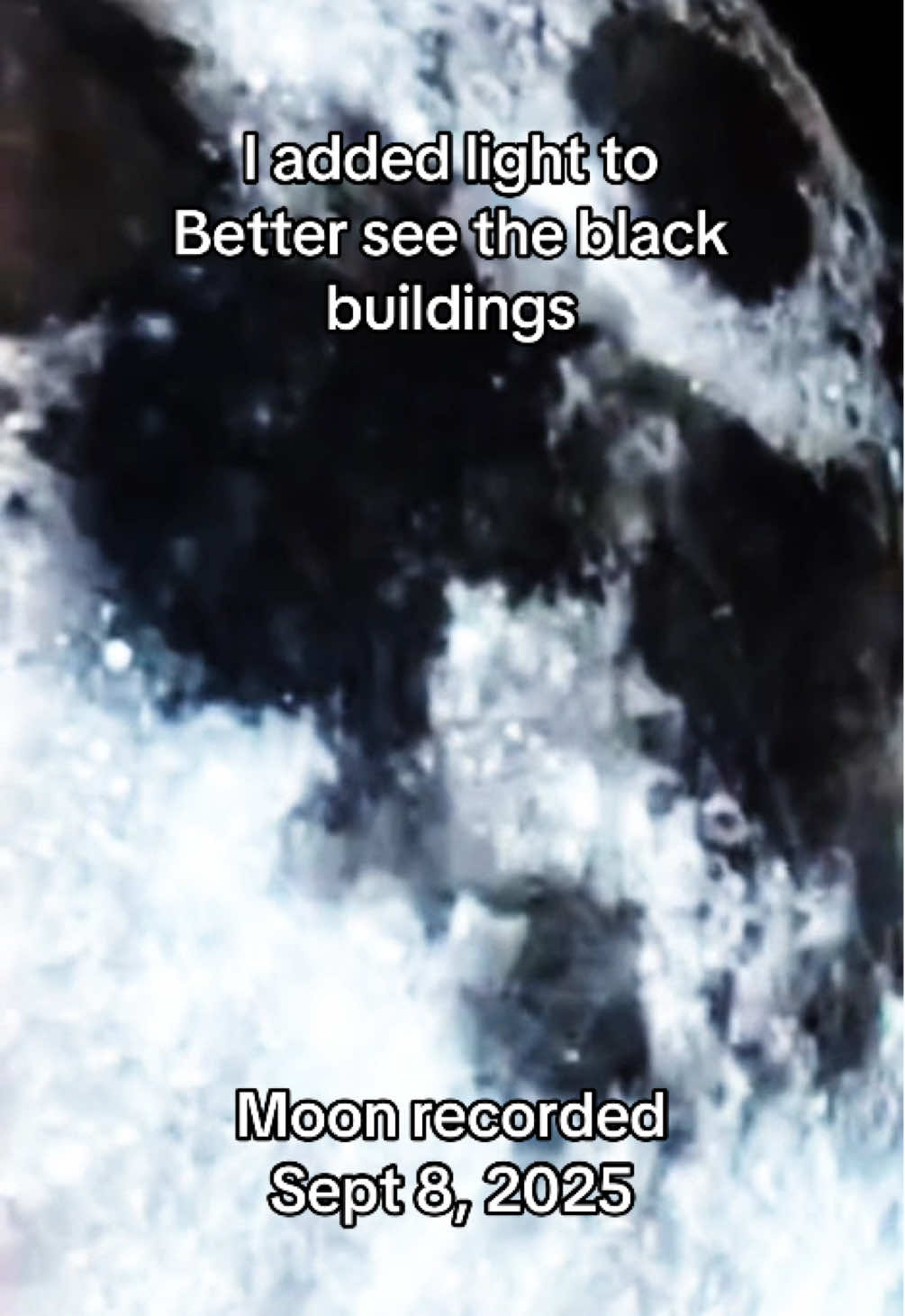 I recorded this on my telescope adjusted the light to be brighter and discovered many huge alien black structures on earths moon. 🌖 #ufo #uap #breakingnews #ufoキャッチャー #alien #trending #crazy #viral #moon #lunar #moonbase #hollowmoon #ufosighting #Astronomy #space #sky #telescope 