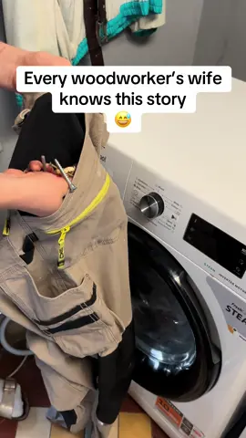 Every woodworker’s wife knows this struggle… 👖🪛😂 #woodworker #woodworking #carpenter #workshop #woodworkerswife     