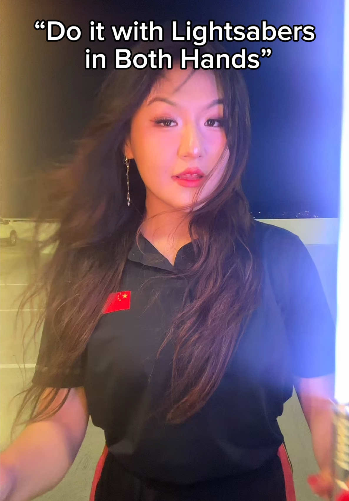 Car and Moon are paid actors😂 #elinameng #martialarts #nunchucks 