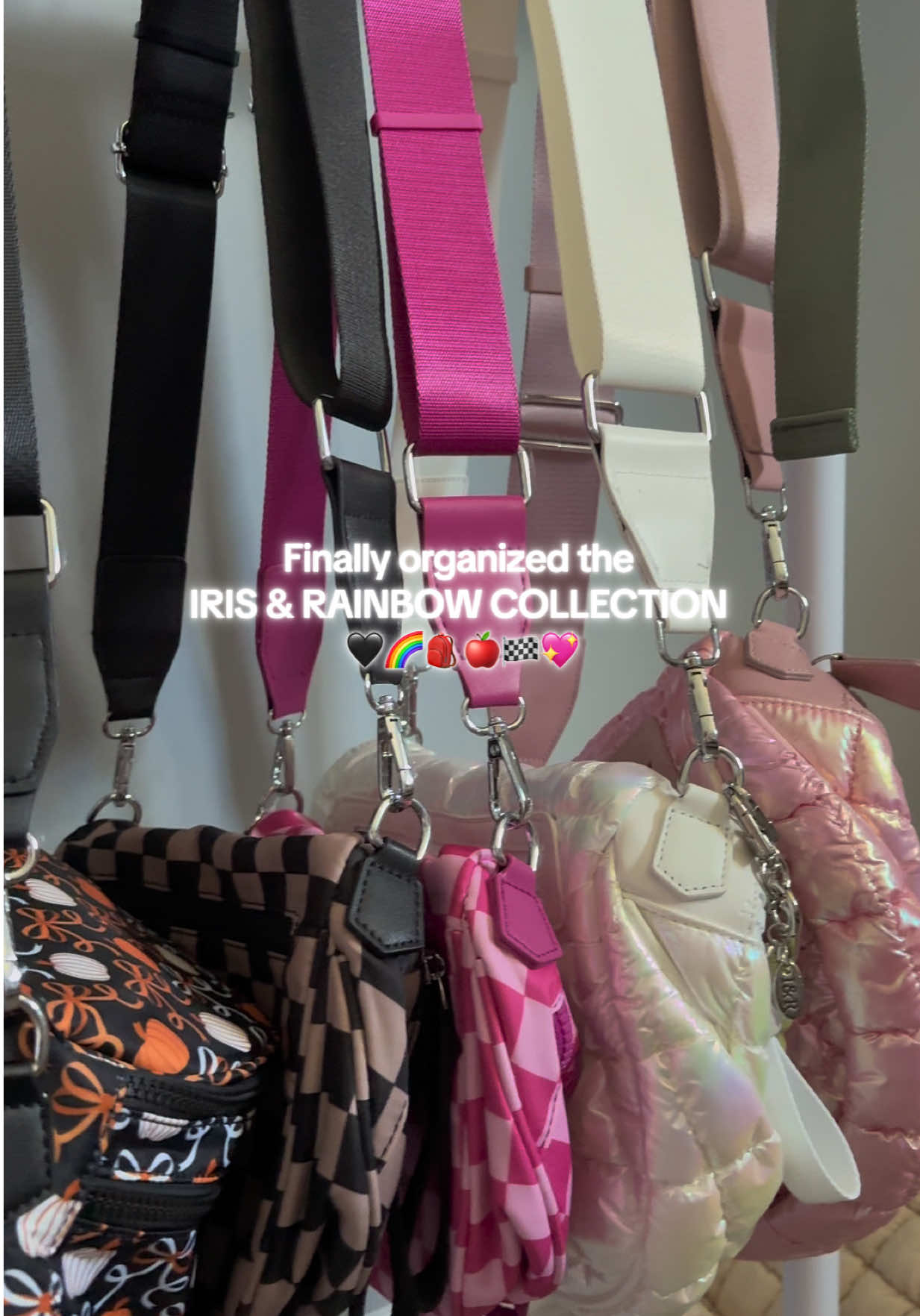 I think I need another rack for what I couldn’t fit on this one 🤣 #irisandrainbow #irisandrainbowminibackpack #irisandrainbowaffiliate #wallets #bags 