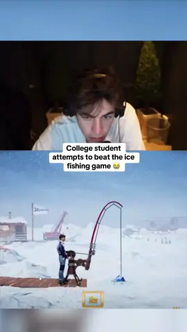 College student attempts to beat the ice fishing game 😭 #kickstreaming