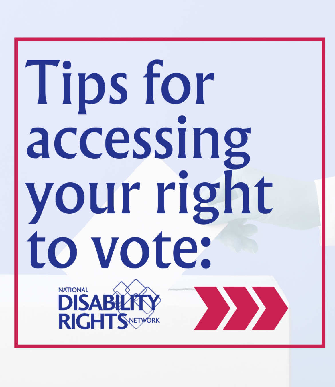 Voting should be accessible to everyone.  Here are 4 tips to make sure your vote counts this year:  ✅ Register early & check your info  ✅ Plan your voting method  ✅ Bring help if needed  ✅ Know your rights  📞 Need help? Call 1-866-OUR-VOTE #disabilityvote #votingrights #dvrw #votersupression #disability 