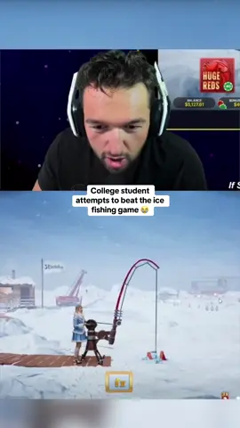 College student attempts to beat the ice fishing game 😭 #kickstreaming
