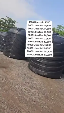 WATER TANKS (KENTANK, TOPTANK, ROTO TANK) AVAILABLE ON OFFER.  1000 Litres Ksh.  4500 2000 Litres Ksh. 10,500 3000 Litres Ksh. 14,500 4000 Litres Ksh. 18,,500 5000 Litres Ksh. 24,500 6000 Litres Ksh. 27,500 8000 Litres Ksh. 32,500 10000 Litres Ksh. 45,500 WE OFFER FREE DELIVERY SERVICES COUNTYWIDE IF INTERESTED.#growmyaccount #pleaseunfrezzemyaccount #tanks #gatundutiktokers #nyeritiktokers 