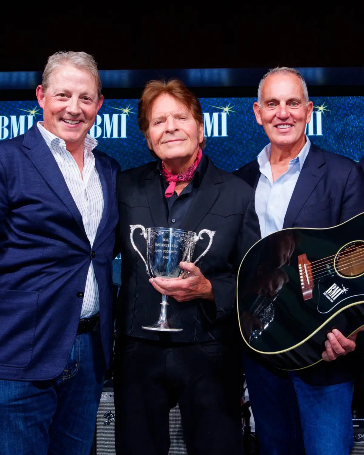 Last night John had the tremendous honor of receiving the @BMIOfficial Troubadour award for his songwriting! We’re overwhelmed with all the love!  To see such great musicians step up to the stage and perform John’s music was a huge honor! Thank you, to BMI, and David Wild! And a huge thanks to Lainey Wilson, Billy F Gibbons, La Marisoul, The War And Treaty, Jesse Welles, Jay Buchanan and the BMI crew for performing his songs! His heart is full!  📸: Erika Goldring for BMI #bmi #johnfogerty #proudmary #legacy #troubadour 