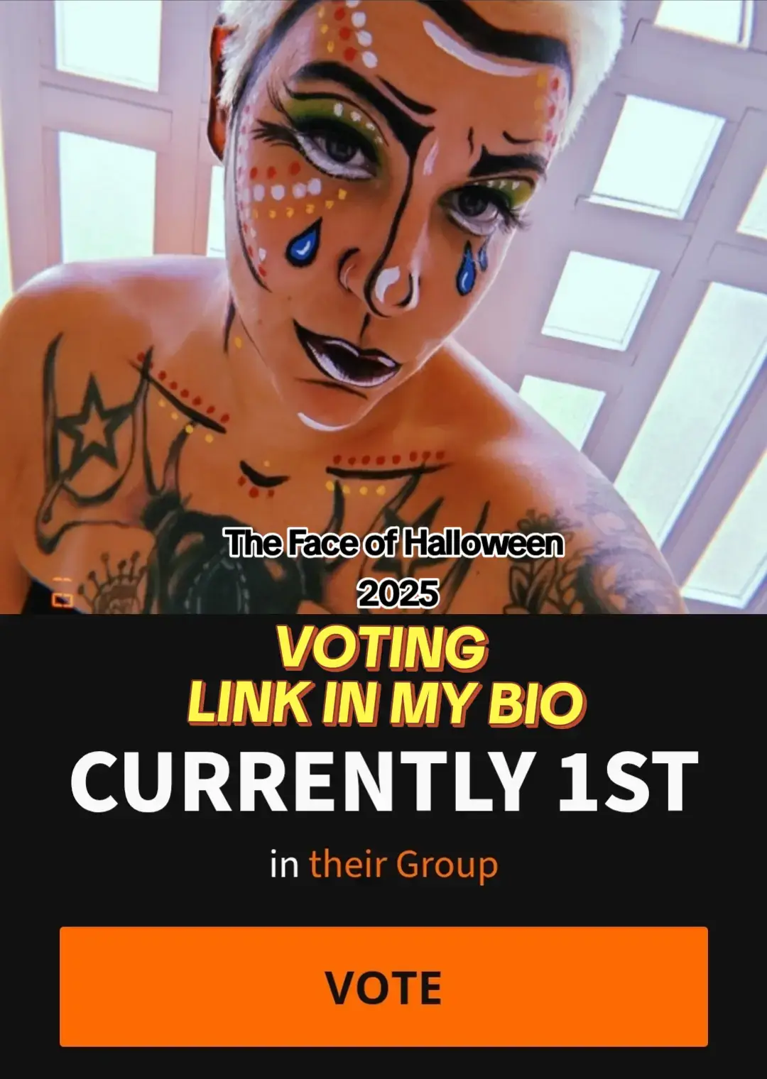 Hello my loves!  I'm fighting to stay alive in the Face of Halloween 2025 contest! My survival depends on YOUR votes, help me stay alive!!!! 🎃🖤👻 Voting link can be found on my main Tiktok page BIO.  #halloween #faceofhalloween 