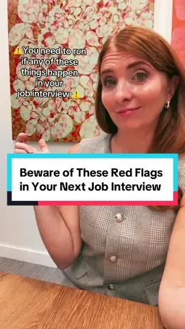 ⚠️Beware of these red flags in a job interview!    🏃‍♂️Watch this @Anna Papalia If the interviewer says or does any of these things you need to ruuuuunnnnn   🚩If the interviewer talks negatively about their employees   🚩 If the process is disorganized and/or the cancel/reschedule the job interview    🚩 Lack of transparency   🚩 Vague job description    🚩 Bait & switch the job you’ve appied to    🚩 High turnover at the company  🧐Did I miss any?  What are some red flags that you’ve seen?  Comment below ⬇️   #jobsearch #interview #job #redflag 