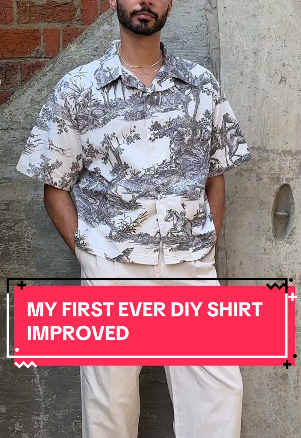 I was so proud of this toile de jouy shirt that I made when I first got into sewing but I feel like as you improve your craft, you become so much more critical of your earlier work? If I were to make this shirt again I would do quite a few things differently (and use a different pattern cuz this one was from Etsy and was lowkey super shit lol). Unfortunately I can’t remake this shirt because the fabric came from a vintage cotton curtain I found on @ebay_uk and I don’t have any left. That is truly the main downside of working with vintage/reclaimed textiles: once its gone - its gone! However, I feel like I need to start wearing this shirt more despite its flaws because the fabric is WAY too beautiful and soft! I have never seen toile this gorgeous. What do you guys think? #mensfashion #sustainablefashion #upcycledfashion #sewingtiktok 