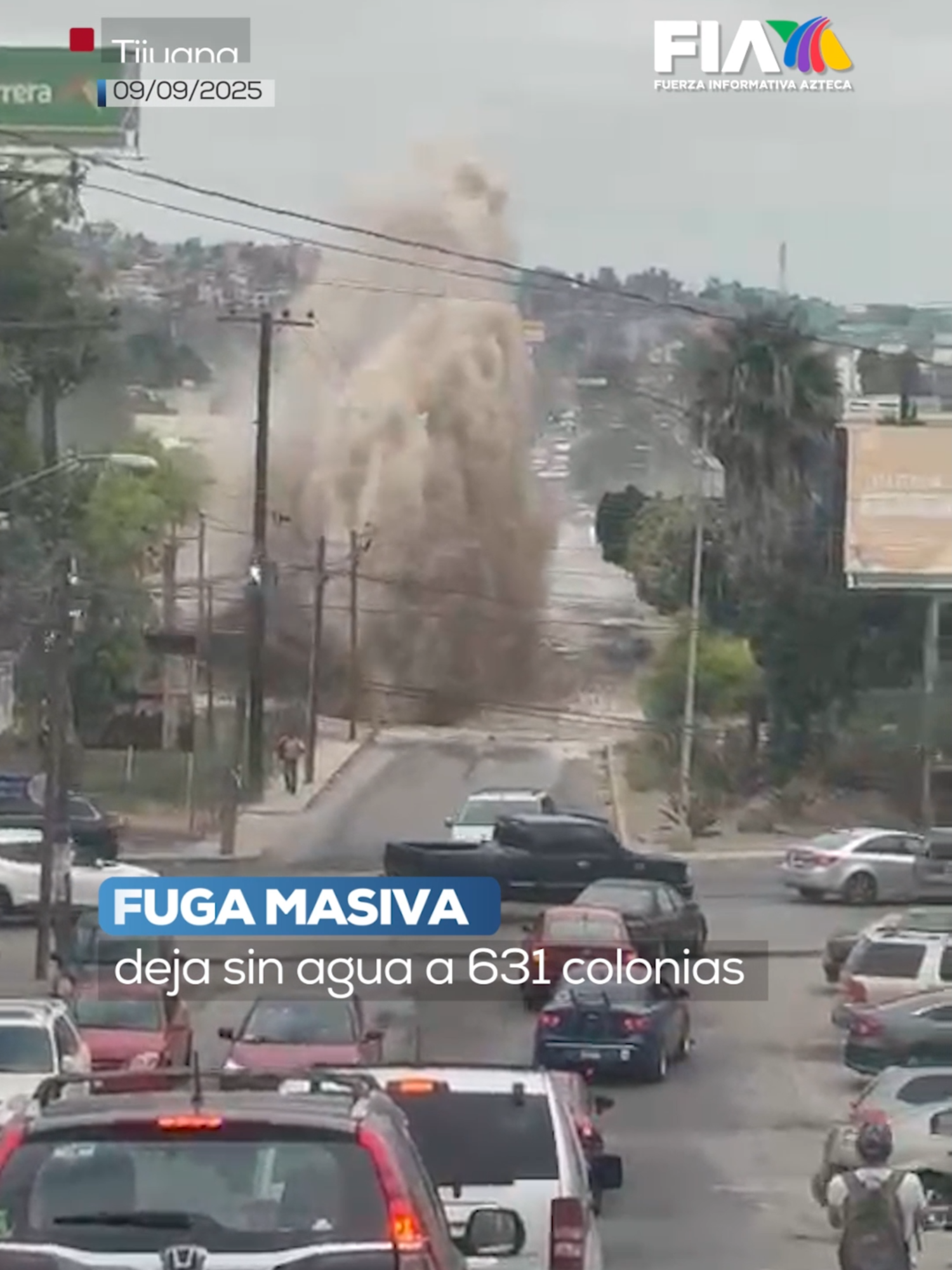 🚱 ¡Fuga masiva en Tijuana! Esta mañana se registró una fuga de agua potable en el Acueducto Florido-Aguaje, dejando sin servicio a 631 colonias.  La CESPT informó que: La reparación tomará 36 horas y se necesitan otras 36 horas para que el suministro se recupere por completo Autoridades llaman a la población a extremar el cuidado del agua y estar atentos a actualizaciones oficiales. #AztecaNoticias #Tijuana #Fuga #EmergenciaHídrica