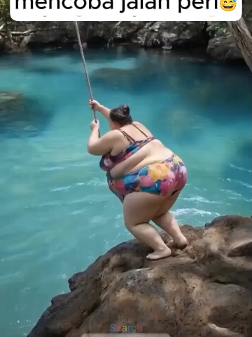 🌳:  Maff aku gk mmpu #gemuk #gendut #lompat #wanita #danau #pohon #terjun #fyppppppppppppppppppppppp #videolucu #kocak #lucu