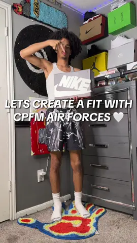 let’s create a fit with cpfm Air Forces 🤍 shop (@Kay.tayloy) #outfitinspo #outfits #outfitideas #streetwear #fashiontiktok 