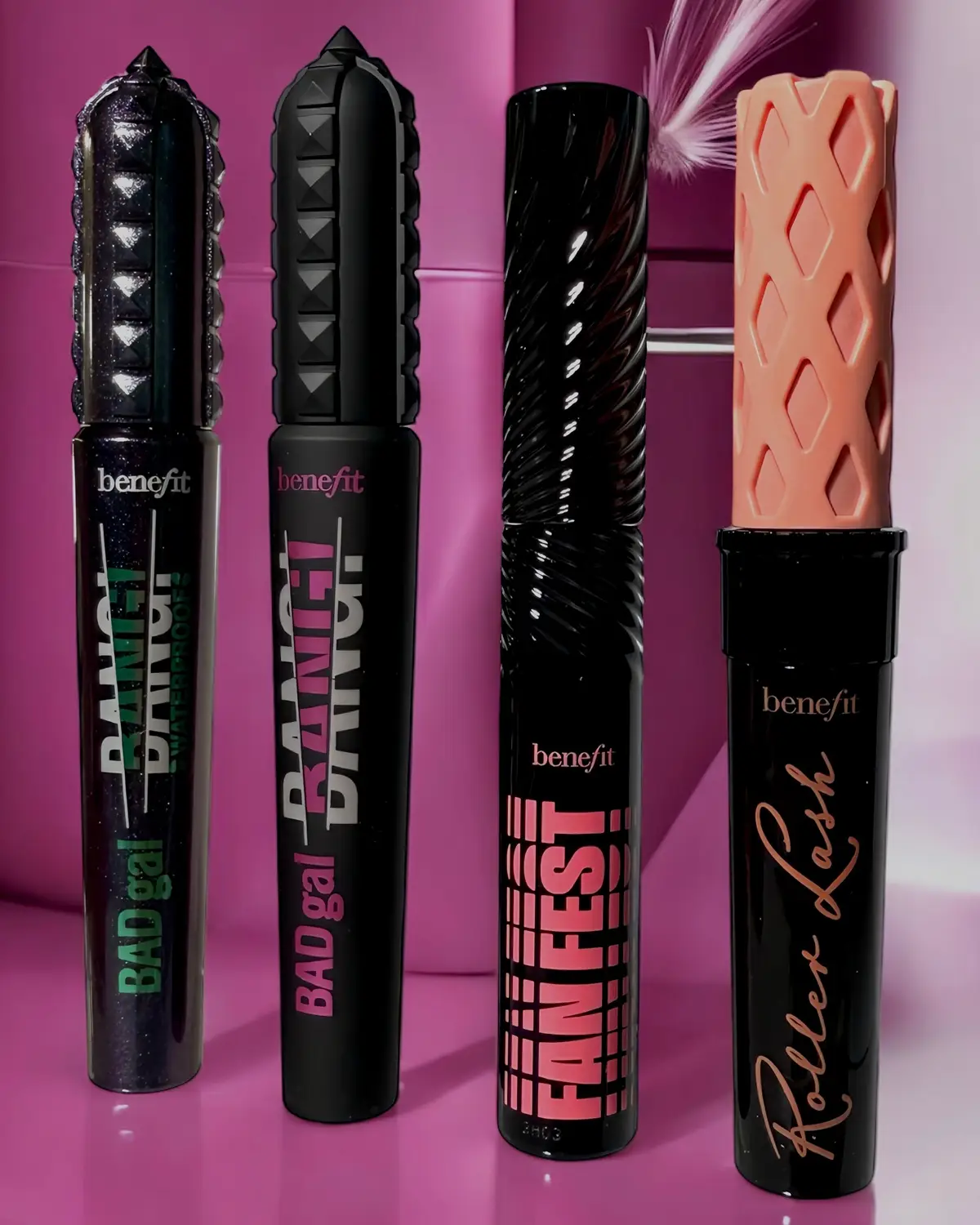 👁✨ 4 mascaras = 4 lash moods! The Best in Lash PR package from @Benefit Cosmetics 💕 🌟 BADgal BANG! = mega volume 💧 Waterproof = bold that lasts 🎀 Roller Lash = curl + lift 🔥 Fan Fest = fanned-out drama 📢 Which one’s your fave? Drop it below 👇 #BenefitCosmetics #BenefitClubPink #benefitmascara #LashTok #BeautyTok  