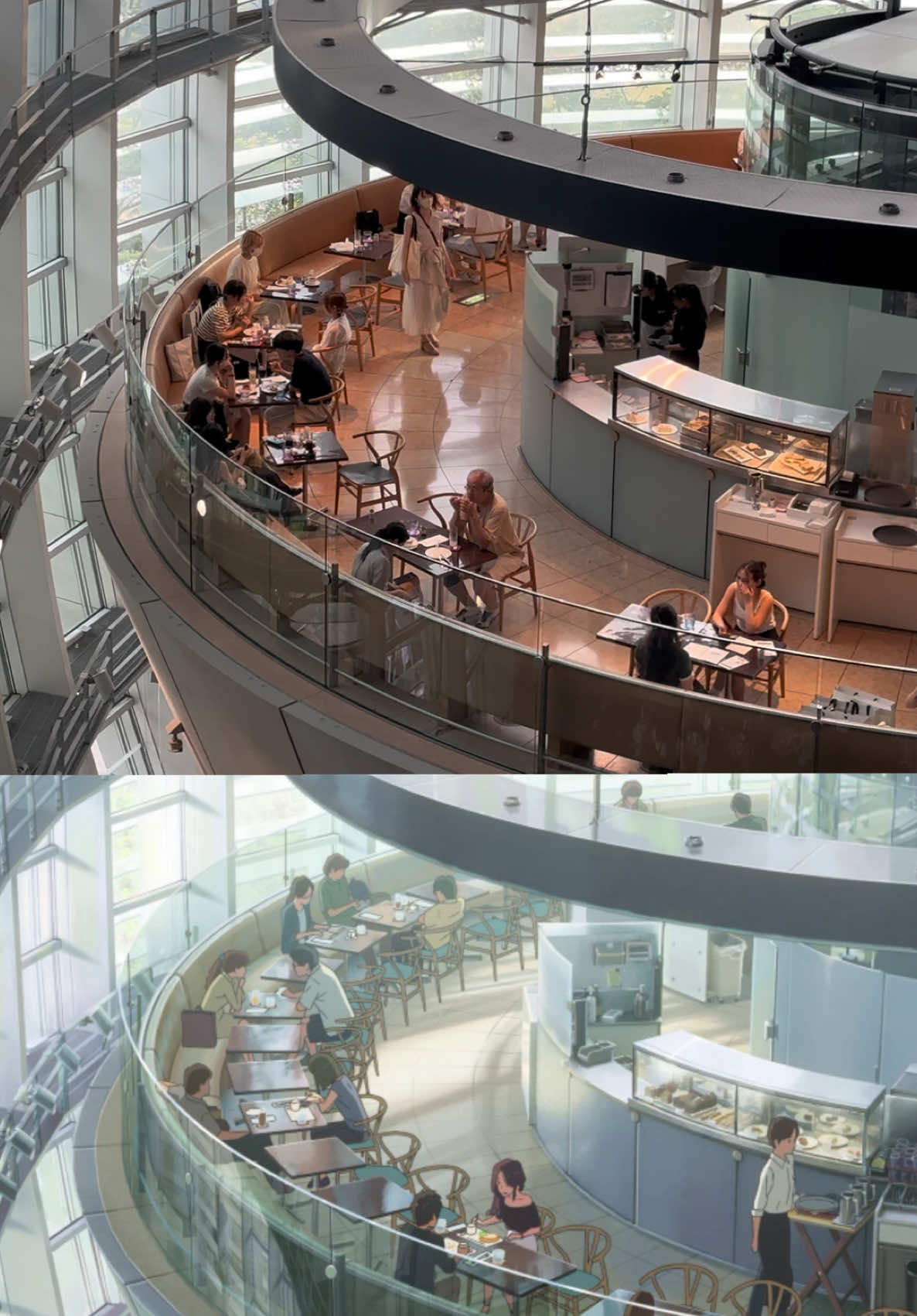 Finally got to visit the real-life spot from Kimi no Na wa and it felt so magical! ✨ This is The National Art Center in Tokyo, home to the iconic café scene where Taki goes on a date with Okudera-senpai. The café is called Salon de Thé ROND, and being here feels completely surreal! Even if you haven’t seen the movie, the architecture alone is breathtaking and definitely worth a visit. Sadly we missed the exhibitions this time, but next time for sure! 🌸 📍 Salon de Thé ROND, National Art Center, Roppongi, Tokyo 🕦11:00 AM – 6:00 PM (closed Tuesdays) #Tokyo #YourName #kiminonawa #animelover #animelocations 