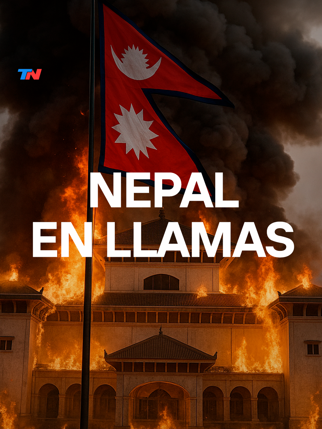 🇳🇵 EN LLAMAS 🔥 La tensión explotó después de que el gobierno bloqueó redes sociales y decretó toque de queda.  Los manifestantes irrumpieron en el Parlamento —el más grande de Asia— y lo prendieron fuego. Lo que empezó como una protesta terminó en una crisis que deja al país al borde del colapso.