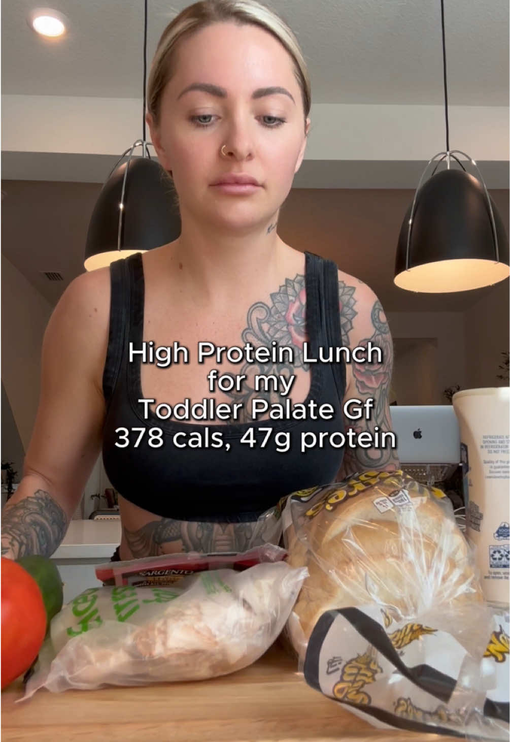 Should I make this a series? I make so many simple, low ingredient, “safe” high protein meals for her that I’m happy to share with you all ❤️ This meal was made as follows: Create a sandwich with 2 tbs Hellman’s light mayo, 4 ounces deli chicken (I prefer shaved deli meat… it’s the SUPERIOR texture), 4 slices cucumber, 2 slices tomato, top the tomato with sea salt, 1 slice Sargento thin sliced cheddar cheese, and the bread is Nature’s Own keto 35 cal white bread. I served the sandwich with 1/2 bag Legendary pizza protein chips. Easy peasy lemon squeezy.  MY COOKBOOK IS OUT NOW! Link in bio for purchase! www.trainwithshay.com/cookbook  Online fitness/nutrition coaching info is linked in my bio! www.trainwithshay.com/programs 💪❤️