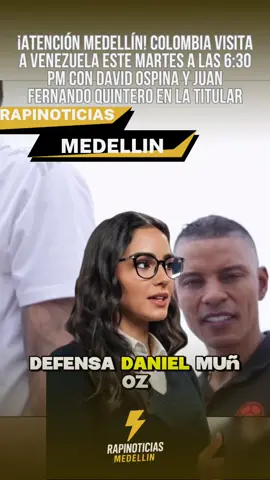 Colombia, ya clasificada al Mundial 2026, enfrenta a Venezuela este martes a las 6:30 pm en Maturín. El técnico Néstor Lorenzo alista novedades como David Ospina en el arco y Juan Fernando Quintero en el mediocampo. Daniel Muñoz y Yerry Mina regresan a la defensa tras cumplir sanción. El equipo busca consolidarse en el ranking FIFA con una buena presentación. #AtenciónMedellín #RapinoticiasMedellin #PeriodismoConSentidoSocial #SelecciónColombia #EliminatoriaMundial2026 