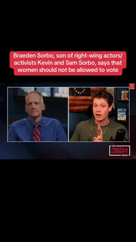 Braeden Sorbo, son of right-wing actors/activists Kevin and Sam Sorbo, says that women should not be allowed to vote… #braedonsorbo #kevinsorbo #samsorbo #evangelicals #christian #bible #jesus #christianity #god #america #wtf #voting #feminism #abortion #womensrighttovote #religion #politics 