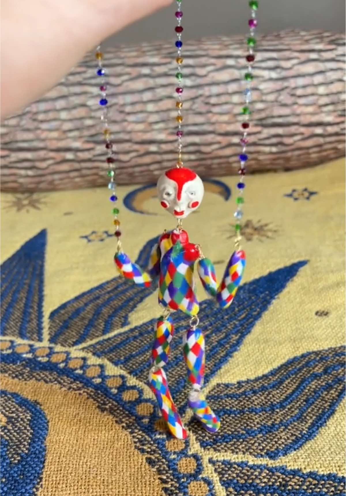 I made a marionette!! Inspired by the incredible @Arowyn but I sorta lost the plot on it and painted like 150 individual diamonds. Unemployment final boss lol #polymerclay #artistsoftiktok #puppet