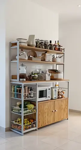 Homedoki Rak Dapur Susun Minimalis / Rak Oven Microwave / Bumbu Dapur Kayu Serbaguna Rak Serbaguna Minimalis