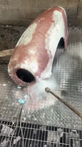 Pressure washing the paint off a Hudson fender after a chemical paint removal bath.  #cars #fyp #restoration #classiccars #satisfying    