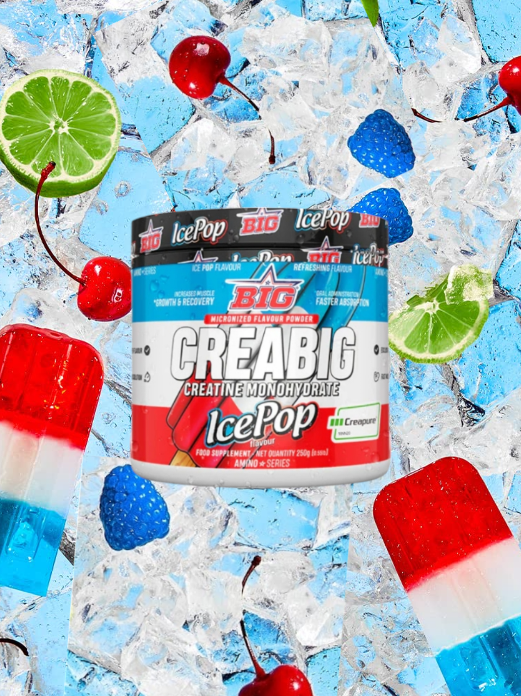 Creatina Ice Pop , Creabig, creapure, @BIG SUPPS  #suplementosdeportivos #creatina #creapure #icepop #big 