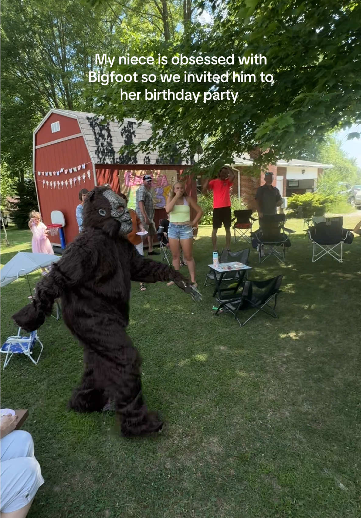Kid was tryna blow my cover #bigfoot #birthdaysurprise #disguise #fyp 