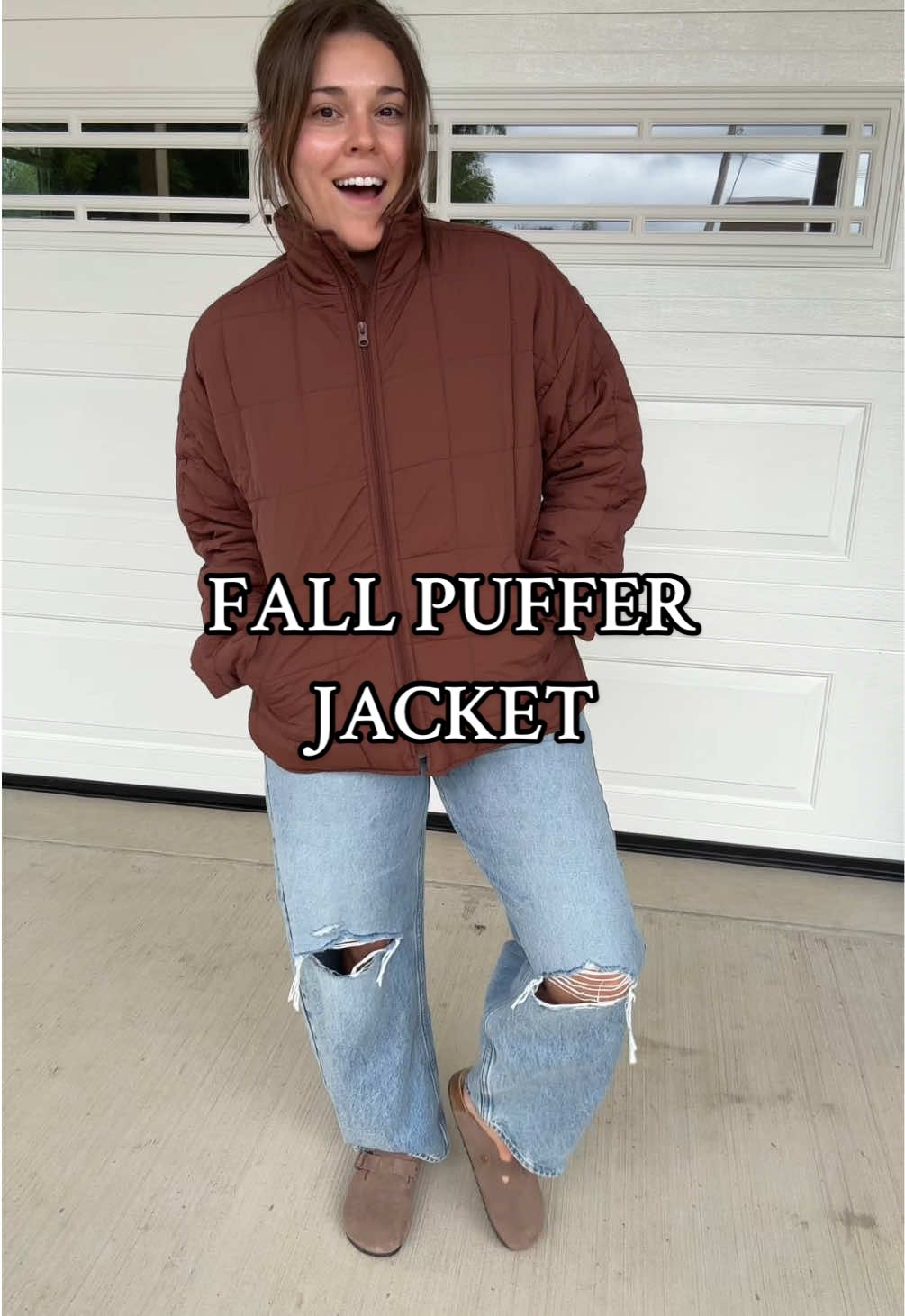the cutest chocolate brown puffer jacket 🍫✨ #pufferjacket #pufferjacketoutfits #falljacket #quiltedjacket #fallstyle 