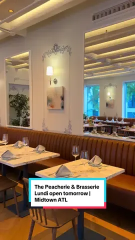 Atlanta’s newest food hall and French restaurant open tomorrow! Peacherie will feature 2 vendors (3rd coming soon). Brasserie Lundi is a spacious restaurant with chic decor. #midtownatlanta #atleats #atlfoodie #newrestaurant #atlanta 