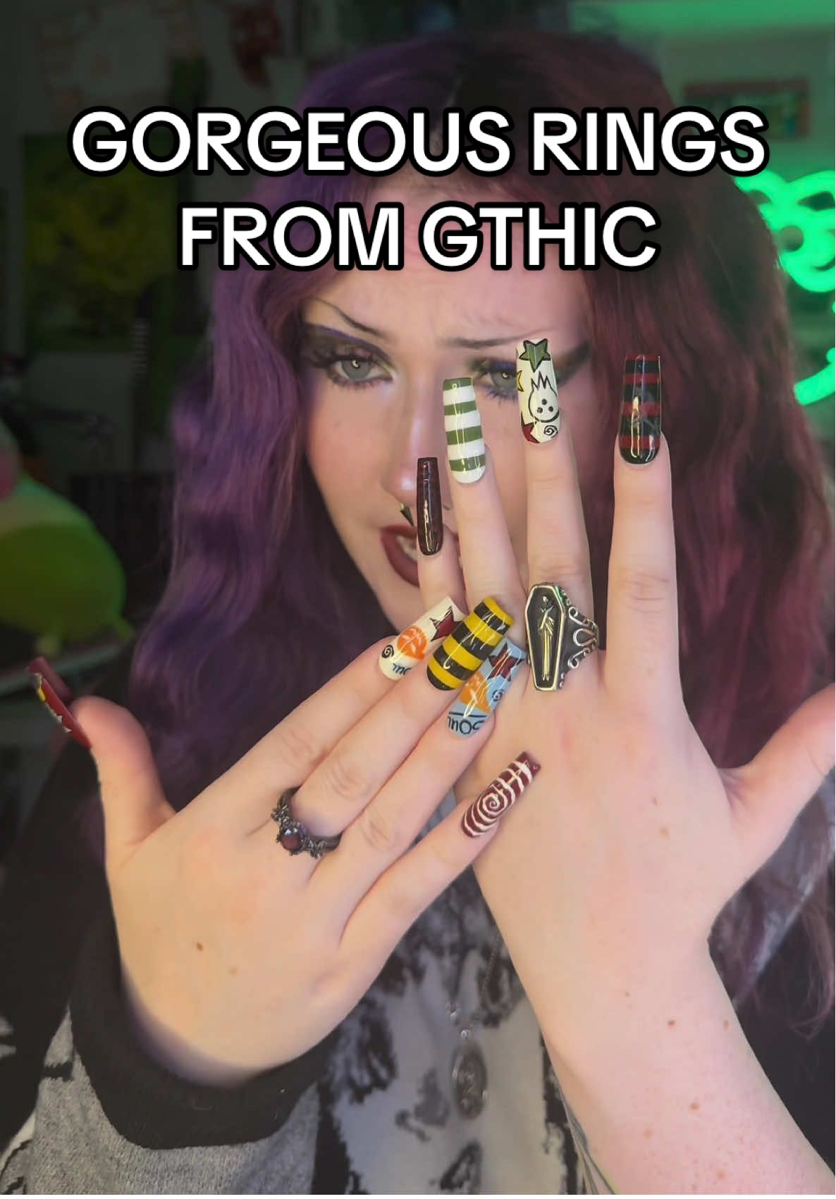 Love love love my rings from @GTHIC ACCESSORIES 💚 #ring #jewelry #gothic #gothjewelry #alternative 