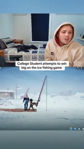 College Student attempts to win big on the ice fishing game  #kickstreaming 