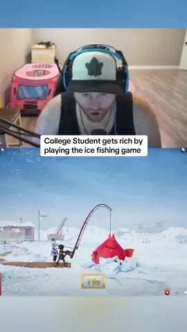 College Student gets rich by playing the ice fishing game  #kickstreaming 
