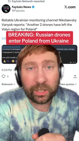 9/9 - 9:20PM — Russian drones enter Poland from Ukraine. #ukraine #poland #russia #drones #breakingnews 
