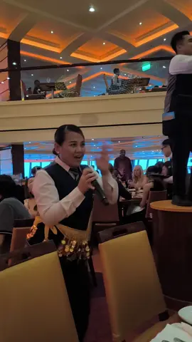dinner on Carnival breeze. they put on a mid-dinner show. 
