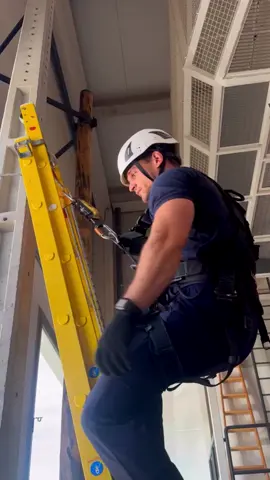 seguridad para trabajos en alturas, está vez en escalera  #electricalwork #electricalengineering #constructionworker #electrical #electricalvideotips 