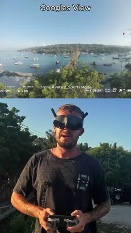 That was fun Googles view Googles view  Avata 2 Camera settings: 4k30 Shutter 60 Nd16 Iso 200 Wb auto Stabilize off (post gyroflow) Fov wide (only with wide gyroflow) 📍 Yellowbridge, NUSA LEMBONGAN  #fpv #bali #googlesview #bts