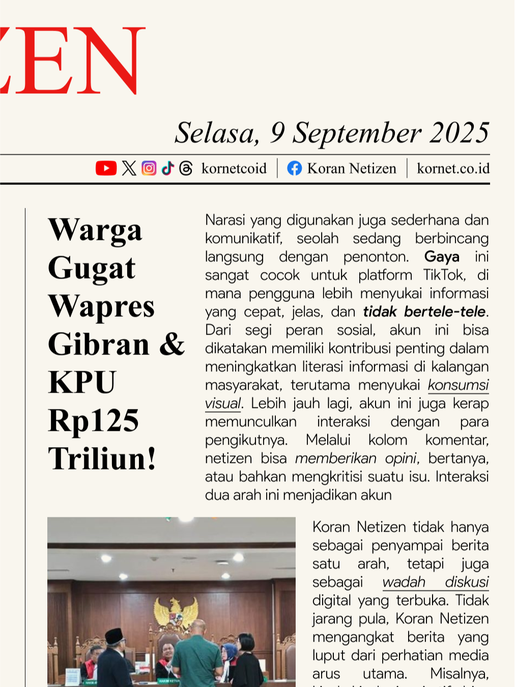 Seorang warga menggugat Wapres Gibran dan KPU dengan nilai fantastis Rp125 triliun. Gugatan ini terkait dugaan masalah pendidikan SMA Gibran yang dinilai tidak sah. Sidang perdana pun digelar di PN Jakarta Pusat. Baca Selengkapnya: https://kornet.co.id/warga-gugat-wapres-gibran-kpu-rp125-triliun.html #GibranRakabuming #KPU #Gugatan125Triliun #wapresgibran #zonaberitasingkat