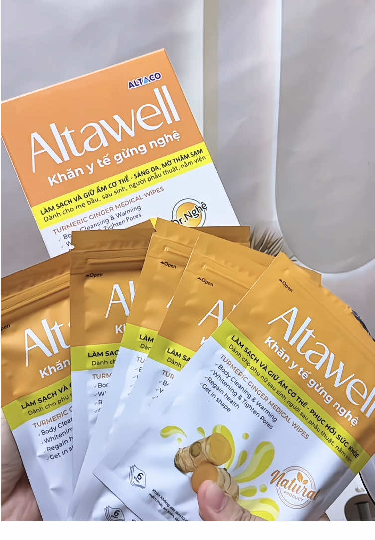 Khăn lau y tế gừng nghệ Altawell #altawell #khangungnghe #mevabe #mebimsua #xuhuong 