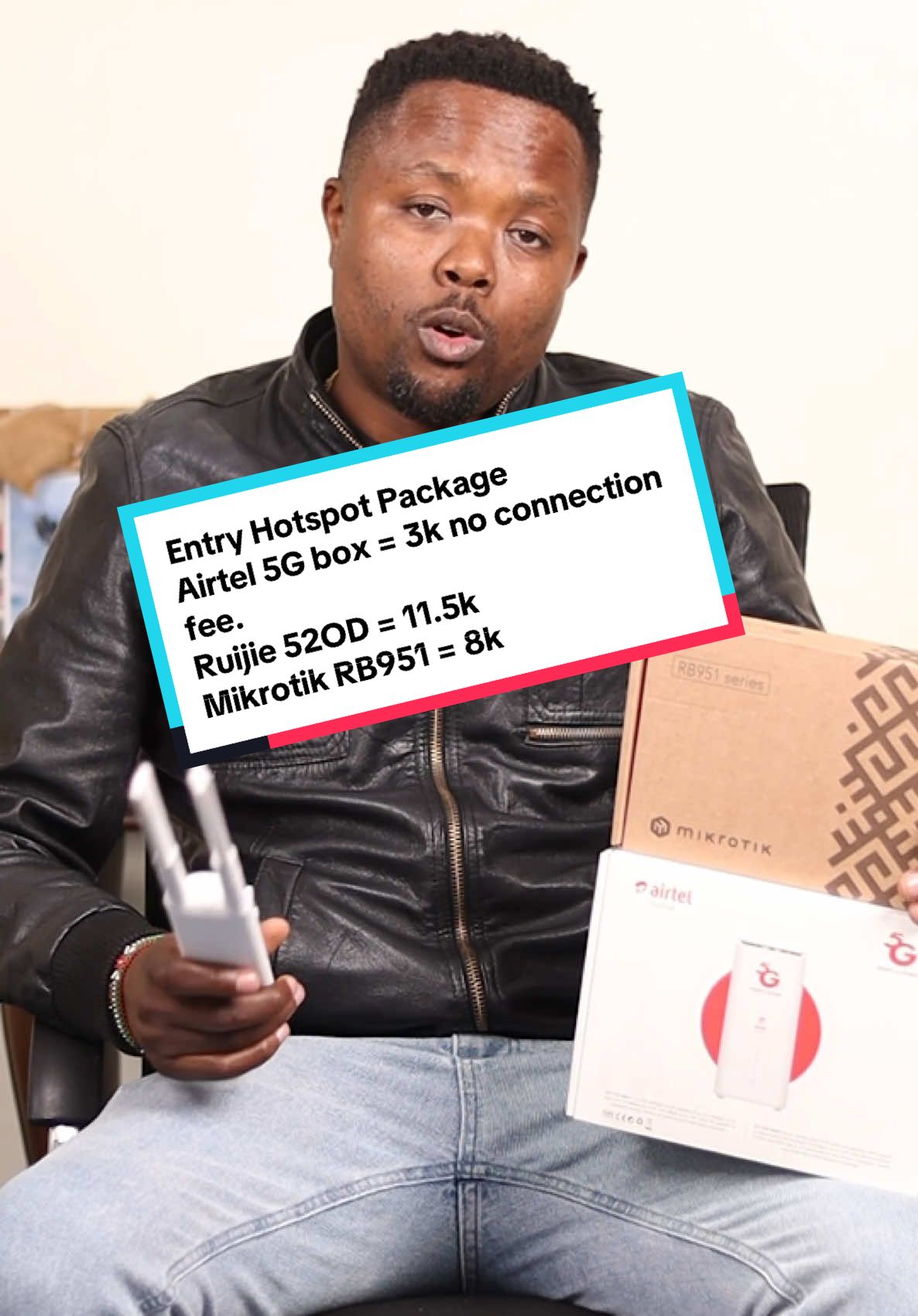 Entry Hotspot Package  Airtel 5G box = 3k no connection fee. Ruijie 52OD = 11.5k Mikrotik RB951 = 8k.                                  #hotspot #ruijiereyee #ruijie52OD #internet #mikrotik @vituit_link @Ispman.tech  @Steve.Mwangi.ke 