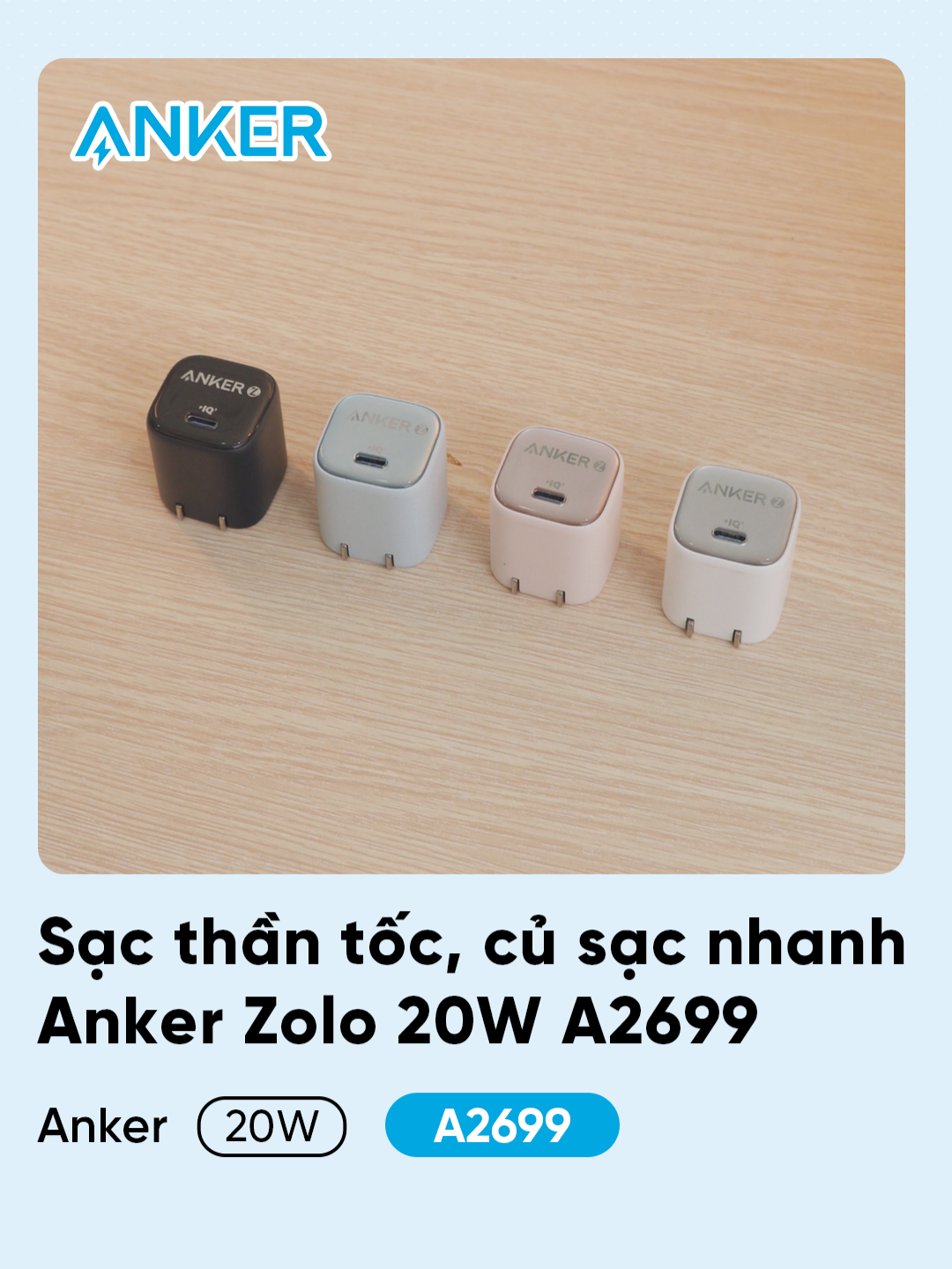 ⚡ Củ sạc nhanh Anker Zolo GaN 20W/30W — Nhỏ mà có võ ✨ Sạc nhanh PowerIQ 3.0 → iPhone 15 lên 50% pin chỉ trong 26 phút 🔥 Công nghệ GaN + Ice Cooled Chip → Sạc mát hơn chuẩn quốc tế 11°C, bảo vệ thiết bị tuyệt đối #anker #ankervietnam #typeC #USB-C #ankerzolo #a2699 #ankerreview #cusac #cuSacNhanh