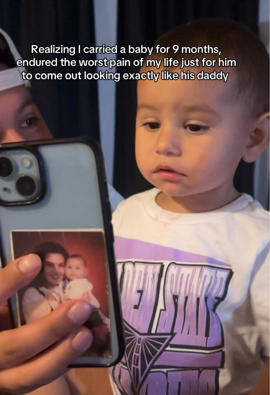 That's my bd and his mom in the picture on the back of his phone 😭 HOW !? And where are my genes ! #fyp #baby #dadsoftiktok #unfair 