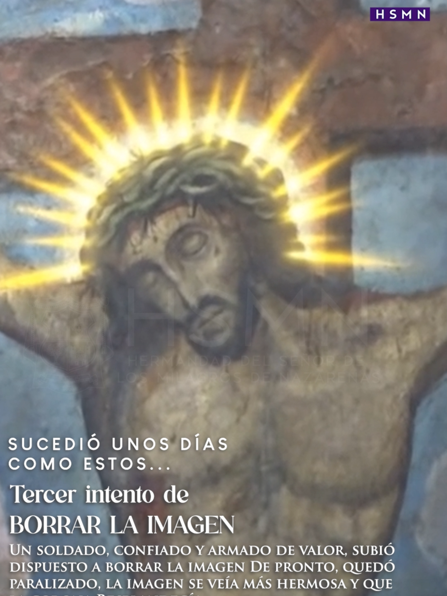 LA HISTORIA NAZARENA – El tercer intento: el soldado Un soldado, confiado y armado de valor, subió por la escalera dispuesto a borrar la imagen. La multitud contenía la respiración dentro de la ermita de adobe. De pronto, quedó paralizado. Su expresión cambió del valor al espanto. Descendió temblando, afirmando que la imagen se veía más hermosa y que la corona de espinas se volvía verde y resplandecía. El silencio fue total. Nadie se atrevió a acercarse. La imagen seguía intacta, resplandeciente. Síguenos en nuestras redes: https://linktr.ee/HSMNazarenas #CanalHNazarenas #HSMNazarenas
