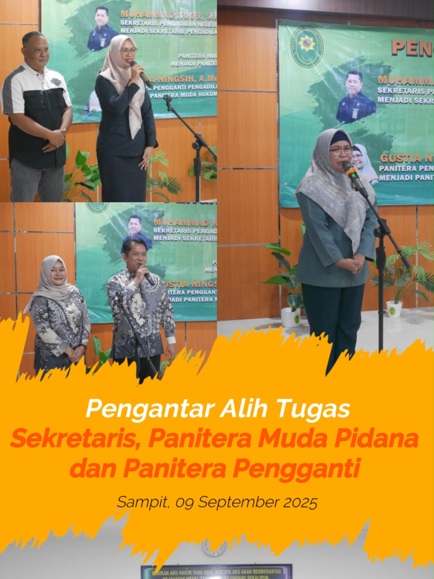 Pengantar Alih Tugas Sekretaris, Panitera Muda Pidana Dan Panitera Pengganti Pada Pengadilan Negeri Sampit 