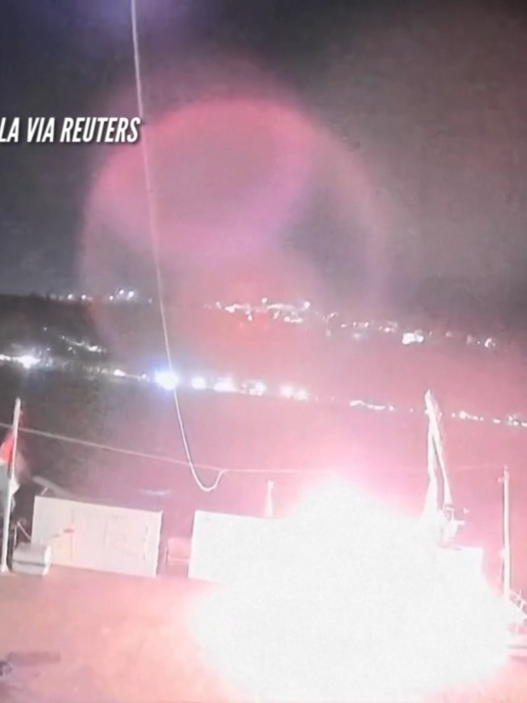 Surveillance footage released by the international aid initiative Global Sumud Flotilla (GSF) showed the moment of a reported drone strike and subsequent fire on the vessel late on Tuesday, September 9, 2025, off the coast of Tunisia. Global Sumud Flotilla spokesperson, Wael Nawar, told Reuters that the timestamp difference shown on footage was likely due to the camera being installed in Spain, which is an hour ahead of Tunisia. One of the flotilla's organisers, Saif Abukeshek, accused Israel of carrying out the attack.The Israeli military did not immediately respond to a request for comment. A Tunisian Coast Guard spokesperson did not respond to a call from Reuters on Wednesday. GSF said on Wednesday that one of its boats was attacked by a drone at Tunisia's Sidi Bou Said port, the second such strike in two days. The GSF, which is seeking to break Israel's naval blockade and deliver humanitarian aid to war-torn Gaza using civilian boats, said in a statement all passengers and crew were unharmed. Courtesy: Global Sumud Flotilla via Reuters