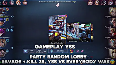 gameplay yss kill 28 + savage, random party global ketemu cewe gimang, berat punggung wak 😂 @Mobile Legends Indonesia #MLBBIDCreator #bagasdc #lingtiktok #mlbb #mobilelegends 