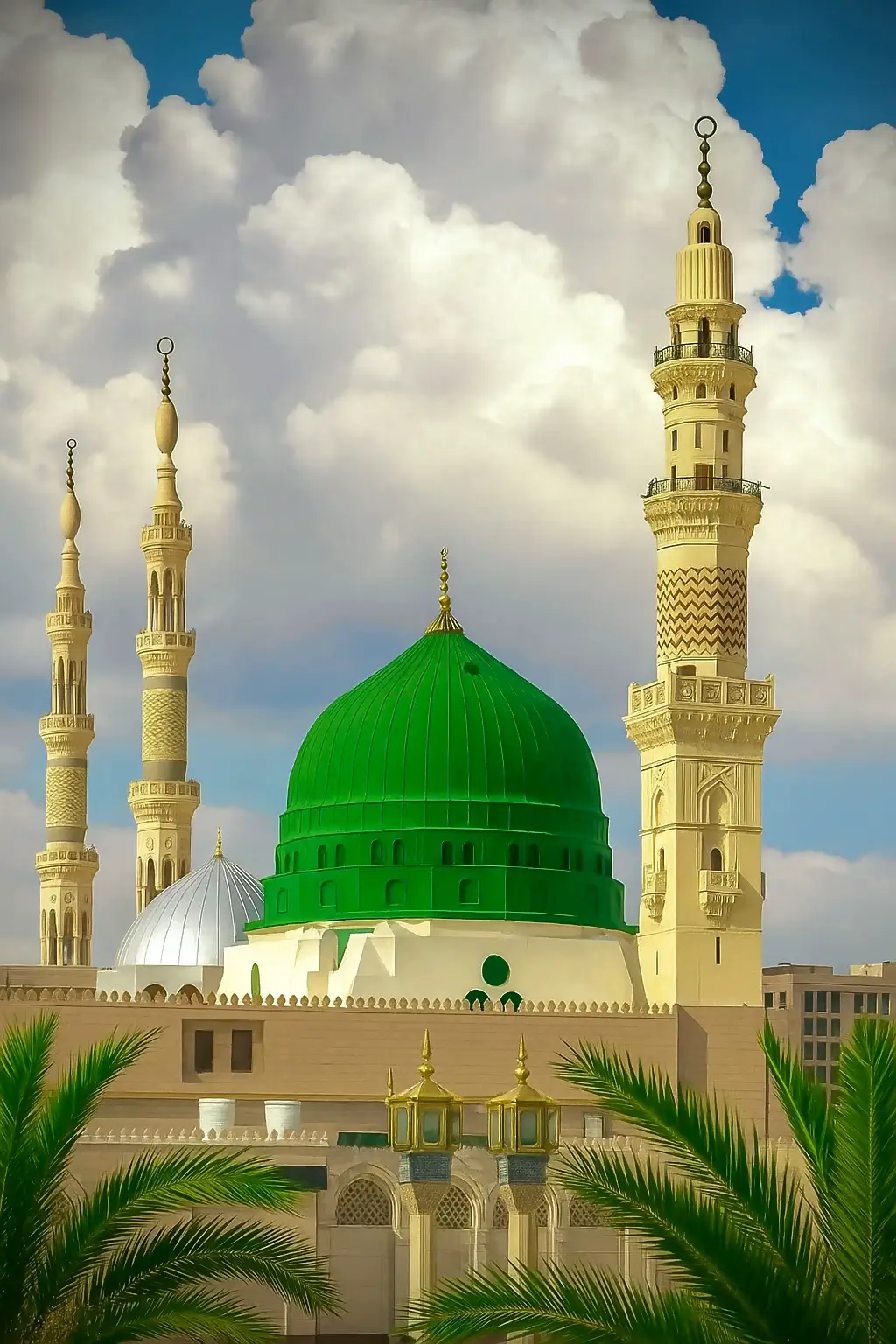 madinah munawra Madinah, the City of the Prophet, shines bright A beacon of faith, where Islam's history takes flight The Masjid an-Nabawi, a mosque of grandeur and might Where the Prophet Muhammad's tomb is a sacred sight The city's streets are lined with date palms, green and tall A tranquil oasis, where faith and peace enthrall Madinah's rich history and heritage are palpable and realMadinah's rich history and heritage are palpable and real A place where Muslims from all over the world come to feel The city's warm hospitality and welcoming smile Make it a place of pilgrimage, worth traveling a long while #creatorsearchinsights #foryou #foryoupage #madina #viral 