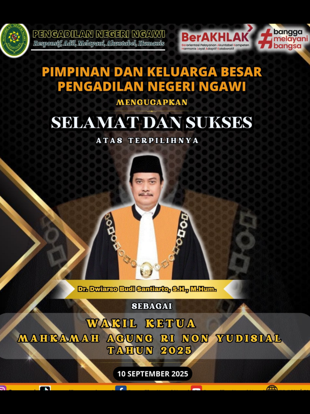 PN-NGAWI: Rabu (10-09-2025) Pimpinan dan Keluarga Besar Pengadilan Negeri Ngawi  Kelas IB Menyucapkan :  